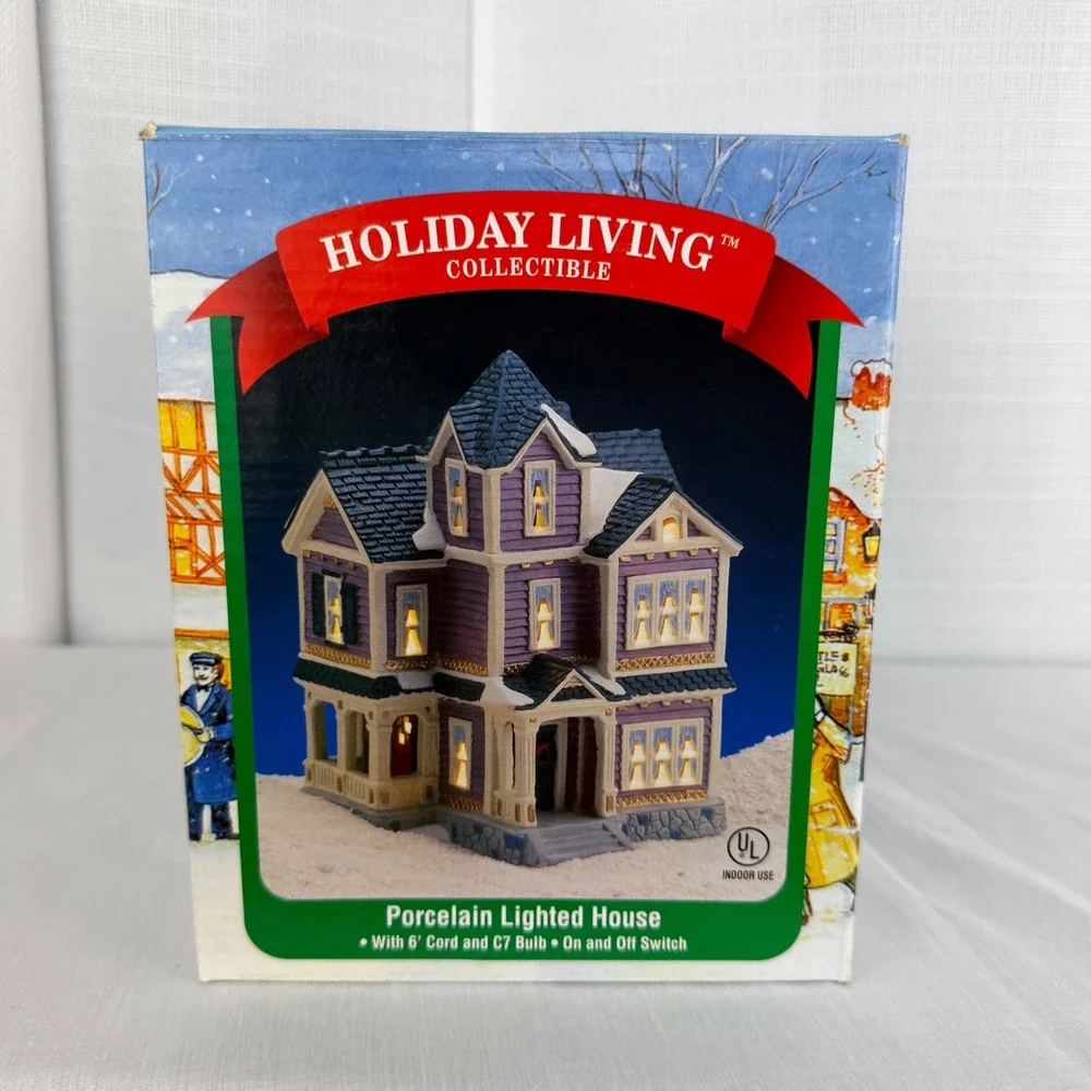 Holiday Living Collectible Porcelain Lighted House Pink Victorian Christmas Home
